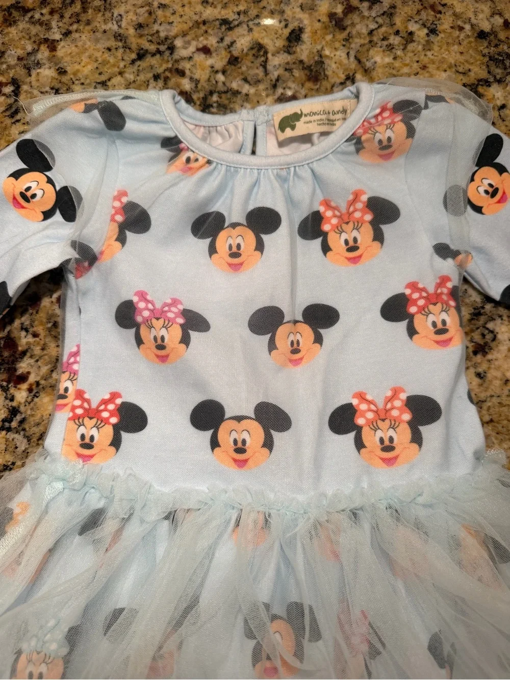 Monica + Andy Minnie & Mickey Light Blue Tulle Kids Dress | 3-6 months